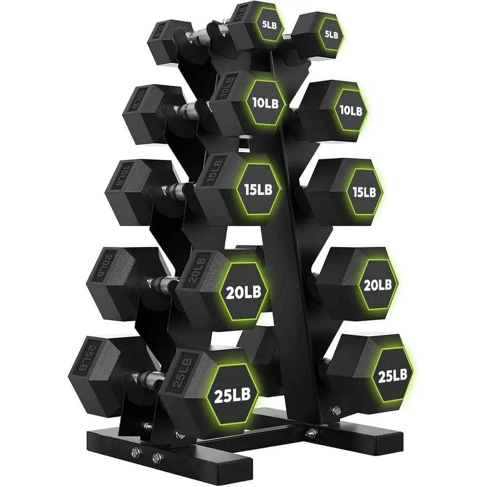 Home Gym Designs - أوزان سداسية الشكل مع حامل A-E،