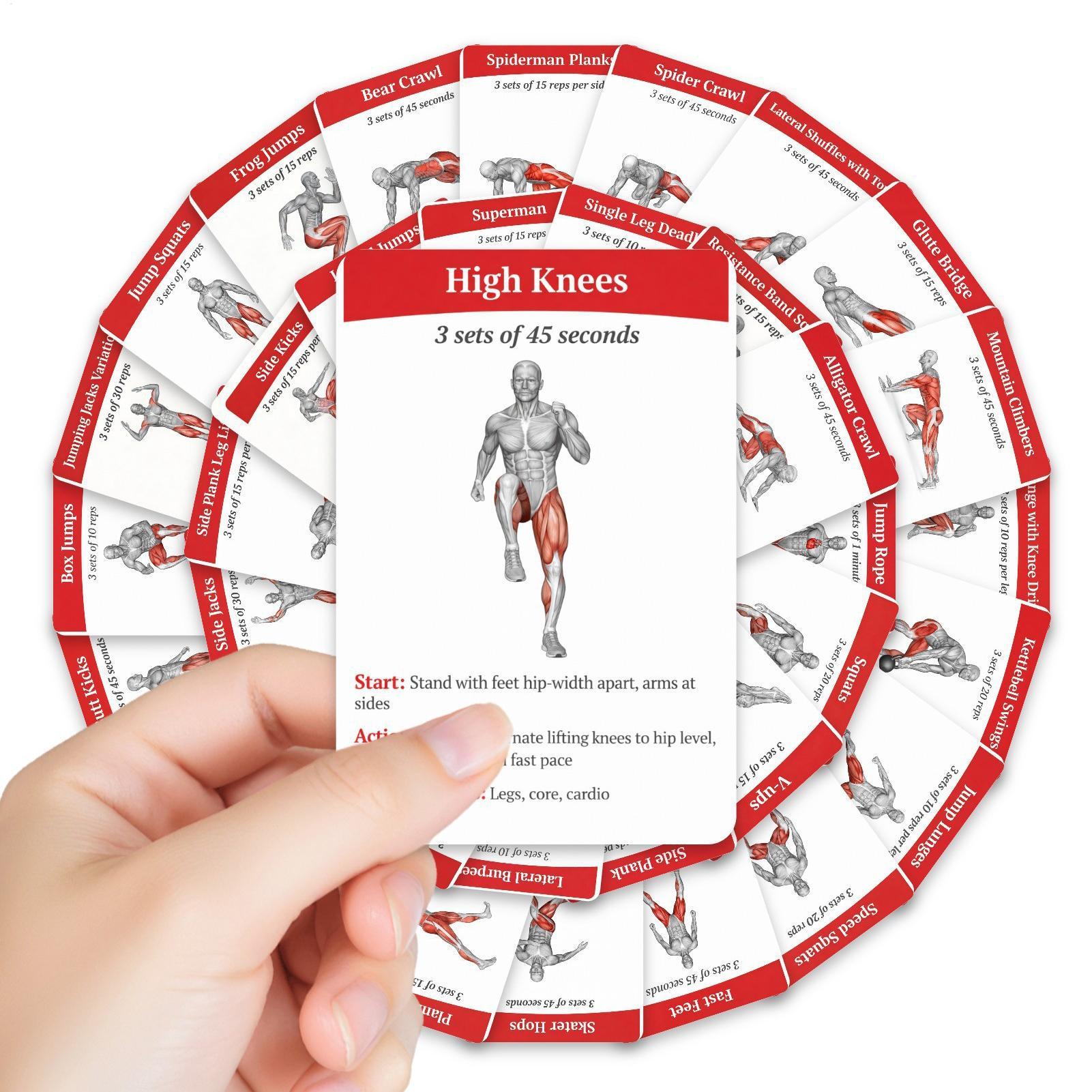 Home Gym Guide - بطاقات تمارين رياضية، 36 قطعة، بطاقات